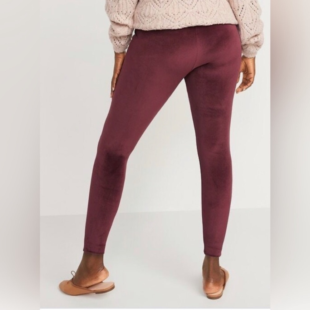 NWT Old Navy Maroon Velvet Leggings - Picture 2 of 8